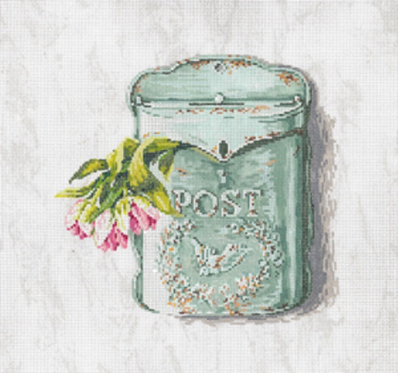 Needlepoint Handpainted Sandra Gilmore Post 7.5 X 7 -Free Us Shipping