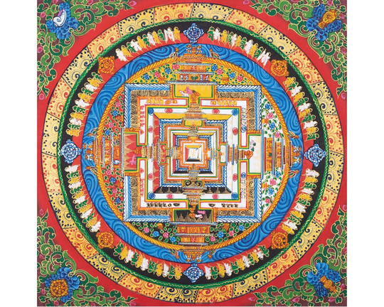 Kalachakra Mandala Thangka | Buddhist Hand Painted On Cotton Canvas Religious Artwork Wall Hanging Decoration Traditional Gift Ideas