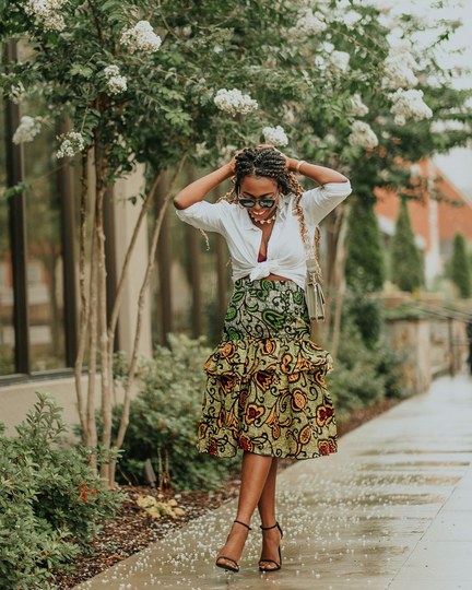 Ankara Top Skirt African Clothing Print Skirt Fashion Women's Fabric Midi Summer