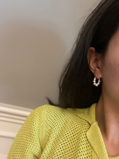 Fresh Water Pearl Ringlet Hoop Earrings