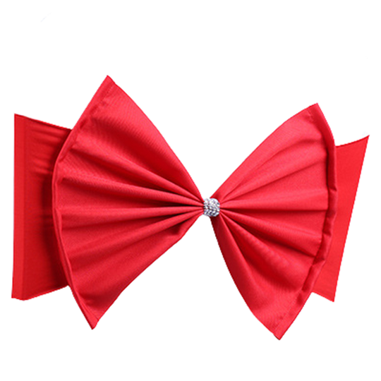 Sash Bow Elastic All Matched Blend Fabric Reception Event Universal Chair Cover Back Tie Wedding Supplies - red