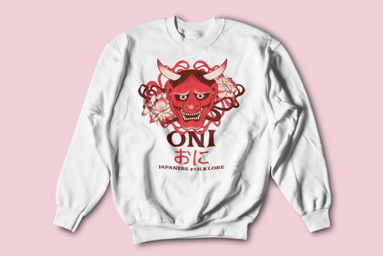 Oni Mask Sweatshirt, Japanese Demon Shirt, Hannya Mask, Harajuku Clothing, Streetwear Oni Unisex