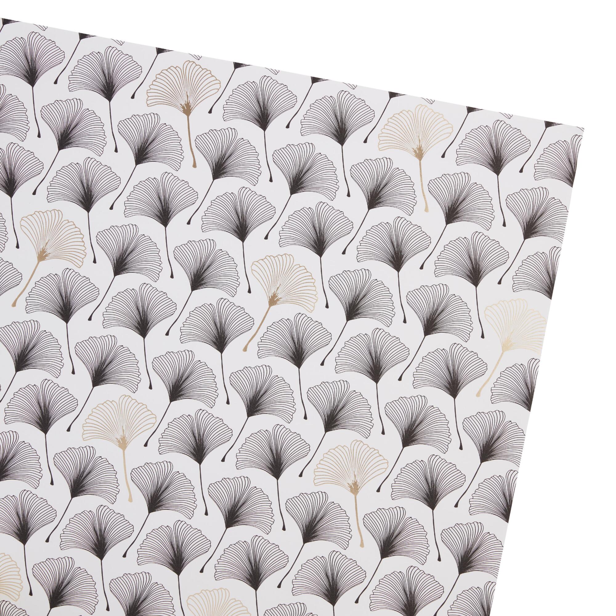 White, Black And Gold Gingko Leaves Wrapping Paper Roll by World Market