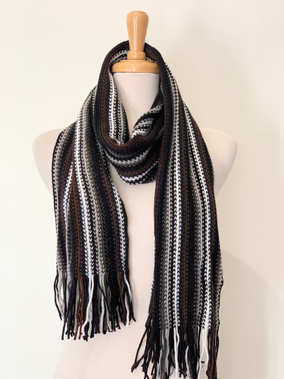 Striped Cashmere Blend Scarf, Long Knit Scarf, Soft Unisex Striped Scarf