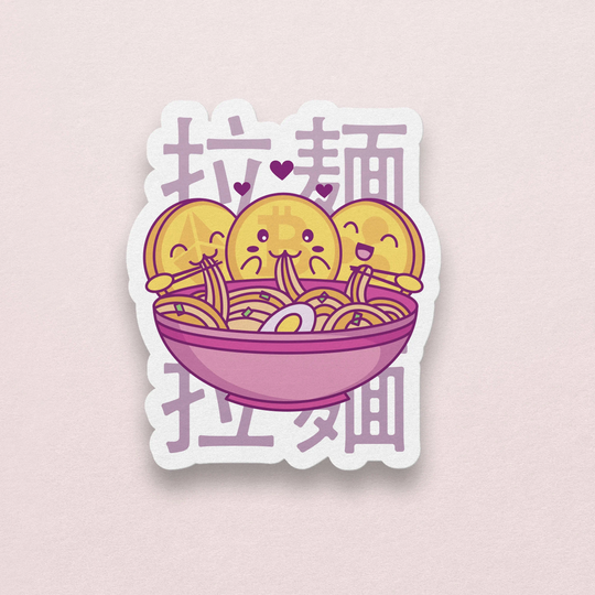 Cryptocurrency Ramen Bowl Sticker | Crypto Water Bottle Laptop Vinyl