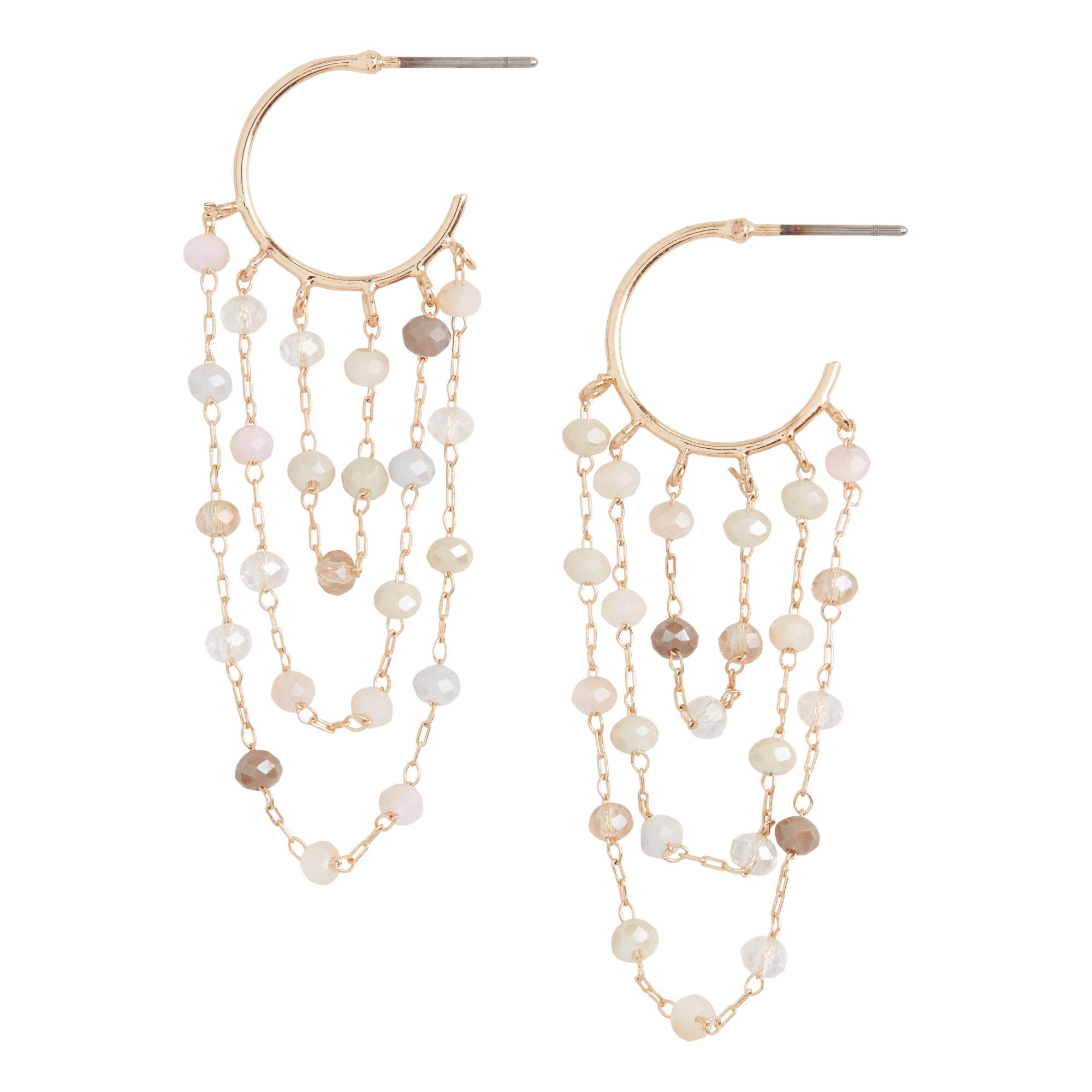 Gold Multi Strand Acrylic Beaded Hoop Earrings by World Market