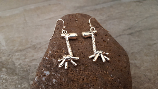 Silver Giraffe Earrings, 3D Antique Nature Inspired, Gift For Her, Stocking Stuffers, Jingsbeadingworld