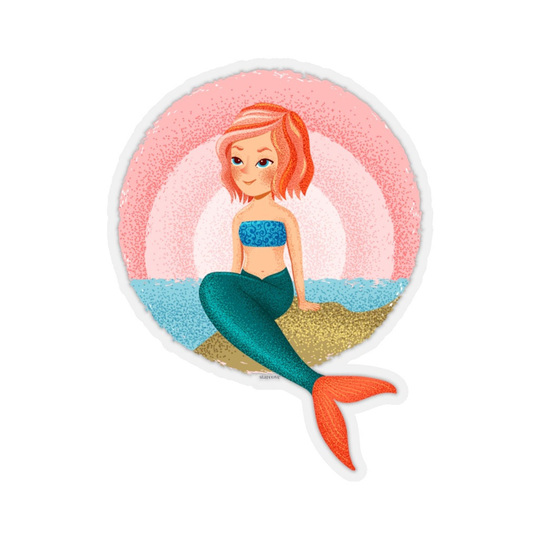Mermaid Sea Sticker, Pastel Watercolor Ocean Laptop Decal Vinyl Cute Waterbottle Tumbler Car Bumper Aesthetic Die Cut Wall Mural