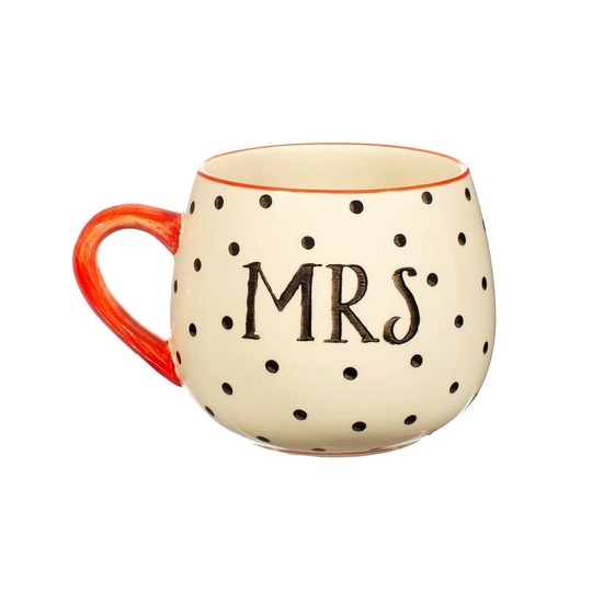 Red & Black Polka Dot Mrs Mug With Handle Cup Birthday Present Gift For Tea Coffee Lover Spotted Quote His Hers Wedding