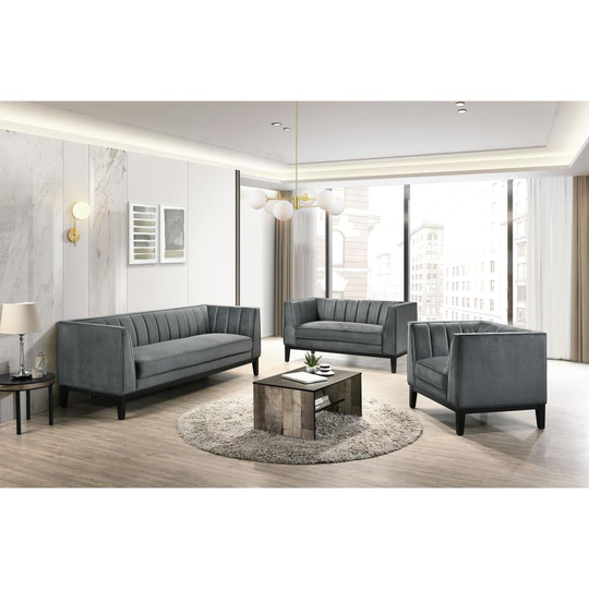 Picket House Furnishings Calabasas Modern Polyester/Polyester Blend Light Grey Living Room Set in Gray | UCI36843PC