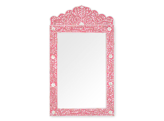 Mother Of Pearl Inlay Crested Mirror, Mop Wall Mother Peal Mirror Pink