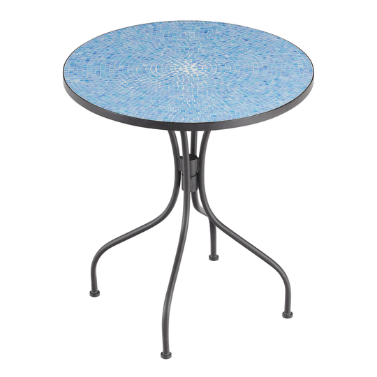 Round Cadiz Outdoor Patio Bistro Table: Blue - Glass by World Market