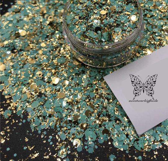 Green Hexagon Nail Glitter Art Decoration