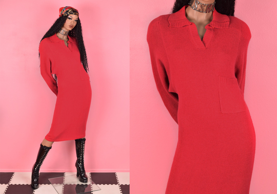80S Wool Blend Sweater Dress/ Small/ 1980S/ Long Sleeve