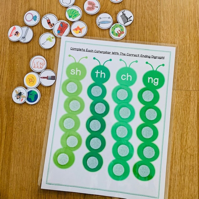 Digraphs, Learning Digraphs & Blends, Homeschool Learning, Digraph Activity Page, Ending Sounds, Homeschool Games