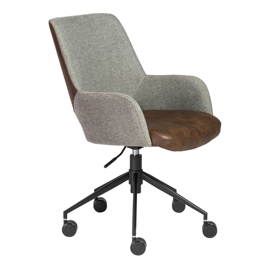 Brown Leatherette and Gray Fiona Upholstered Home Office Chair: Brown/Gray by World Market