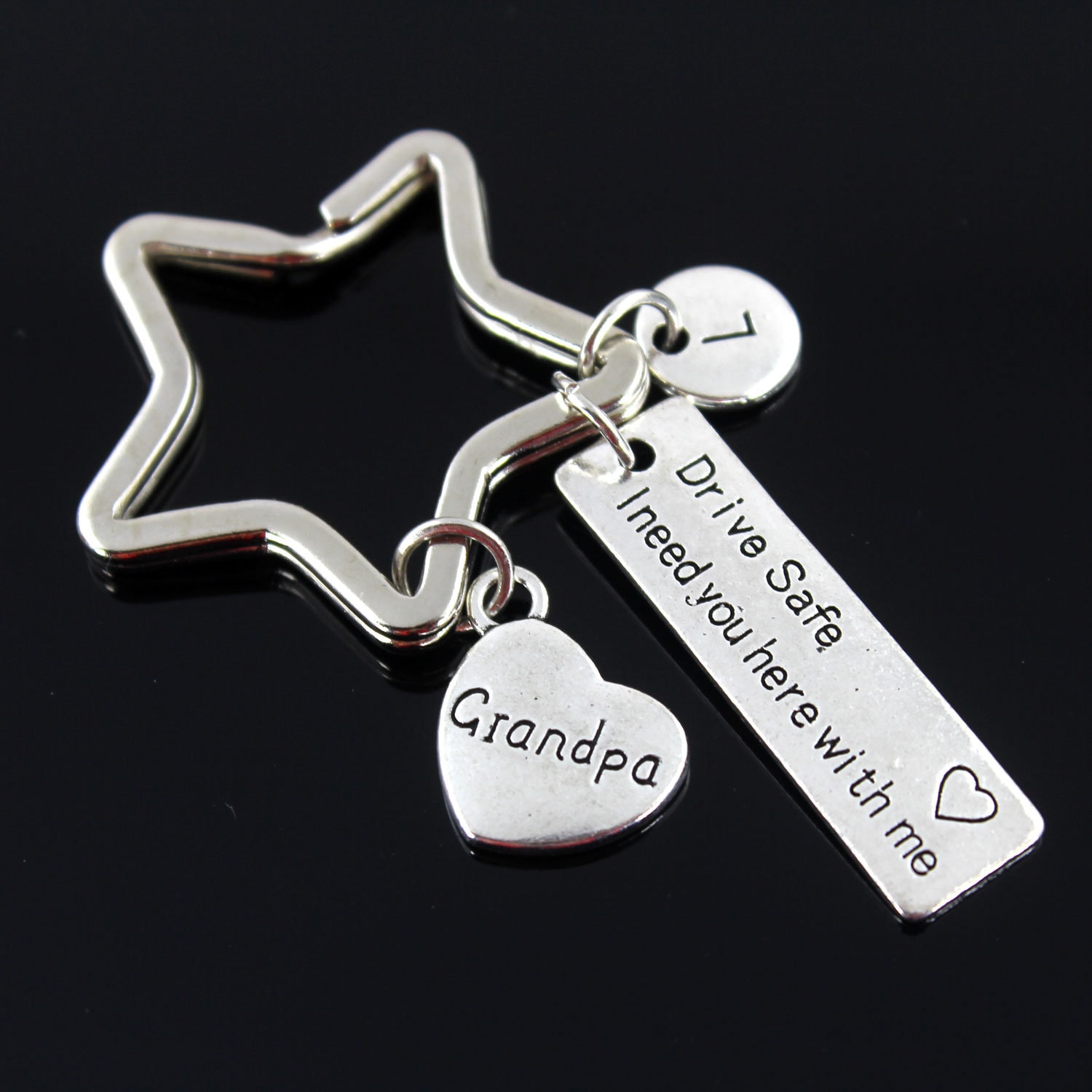 Drive Safe I Need You Here With Me Key Ring/Keychain/Zipper Pull- New Driver Gift - Keychain Trucker -Grandpa
