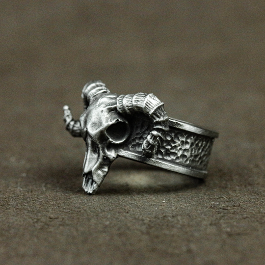 925 Sterling Silver Satan Sheep Head Ring, Sheep Ring, Satan Ring, Aries Ring, Men's Personalized Ring