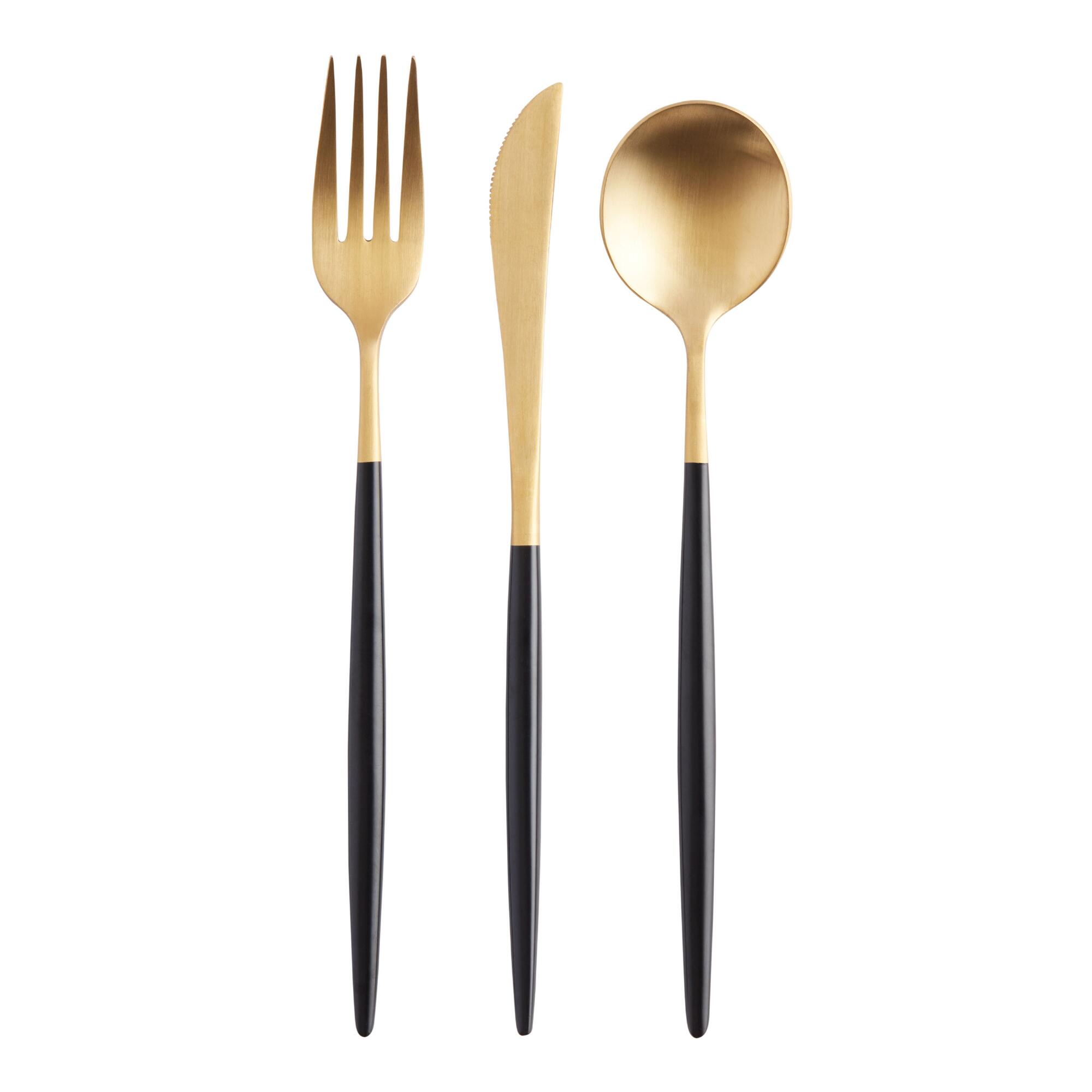 Black And Gold Shay Flatware Collection by World Market