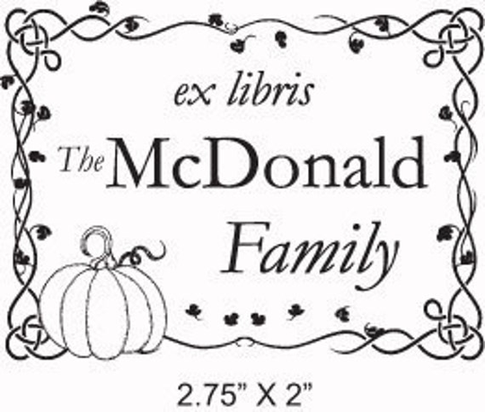 Pumpkin Knotwork Frame Ex Libris Bookplate Rubber Stamp K06
