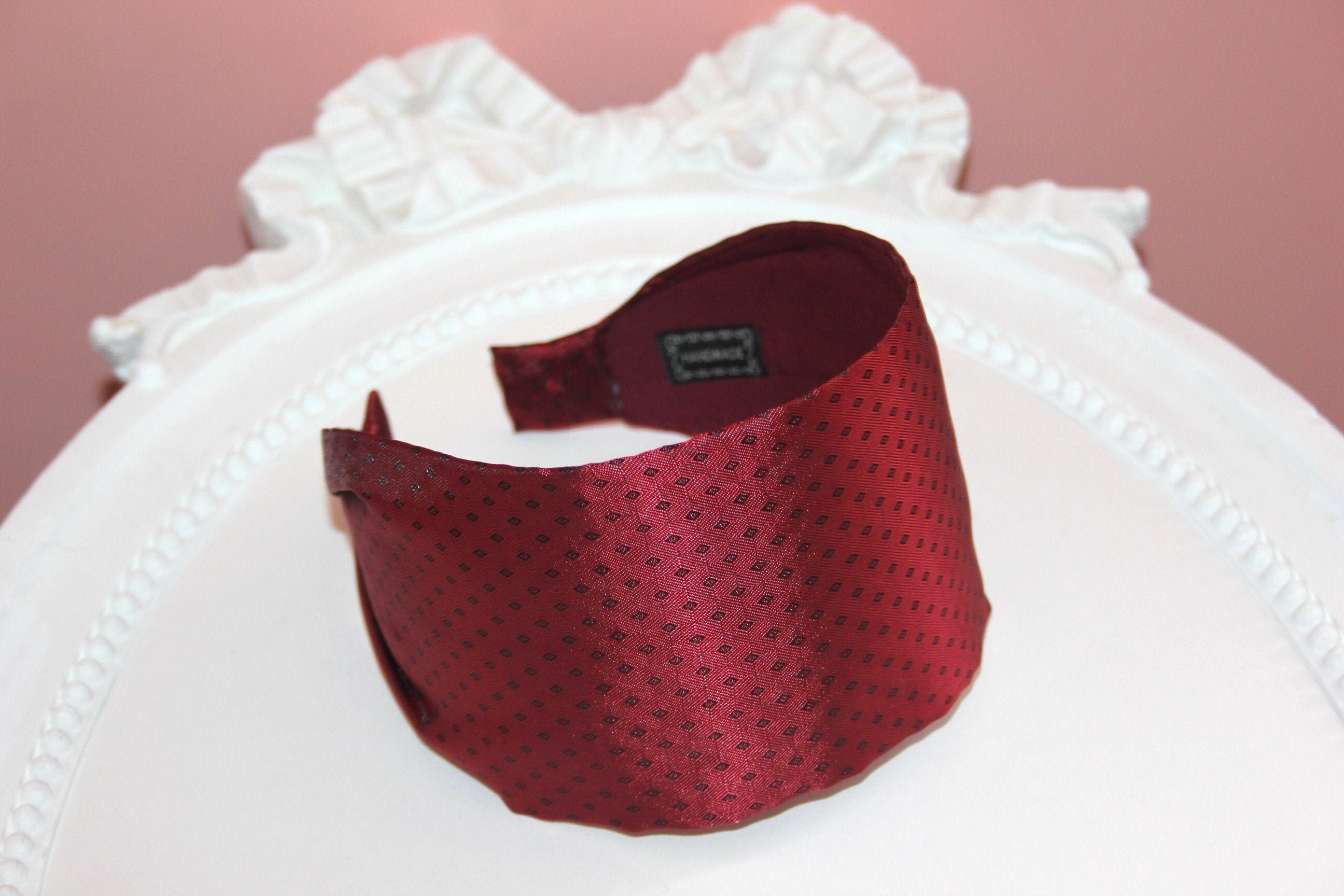 Dark Red Headband For Women Silk Blend Head Wrap Hair Loss Headcover