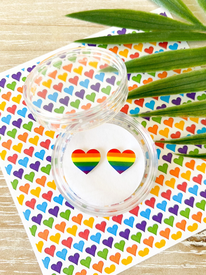 Rainbow Pride Earrings | Stud Heart Lgbt