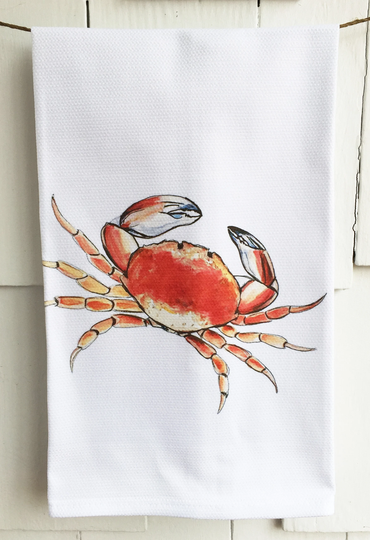 Red Crab Flour Sack Kitchen Towel