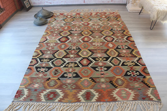 6'x9' Large Kilim Rug, Vintage Anatolian Rug, Large Ethnic/N-977 6'x8'9" Feet