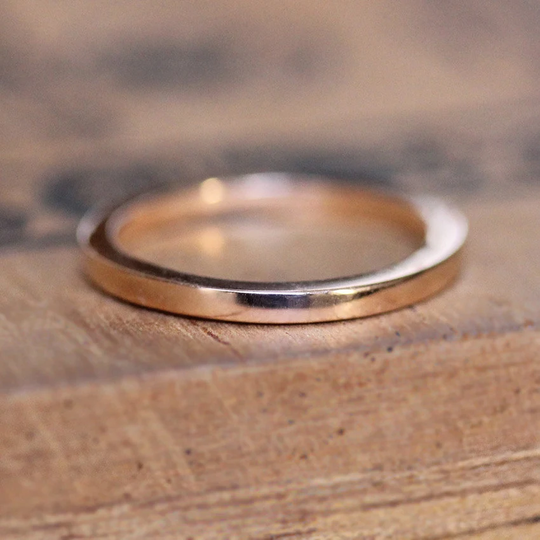 Thin Rose Gold Band, 2mm Wedding Solid Ring, 14K Ring Or Stacking, Pink Custom Made