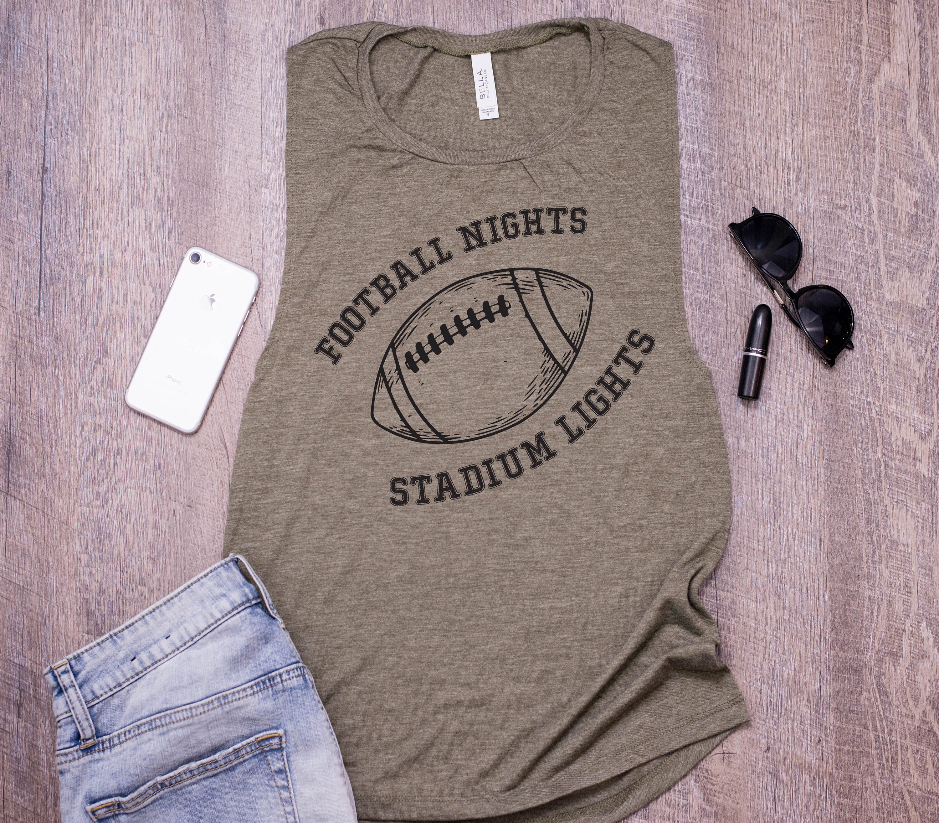 Funny Sports Football Night Stadium Lights Womens Shirt Tee Top Game Baseball Tank