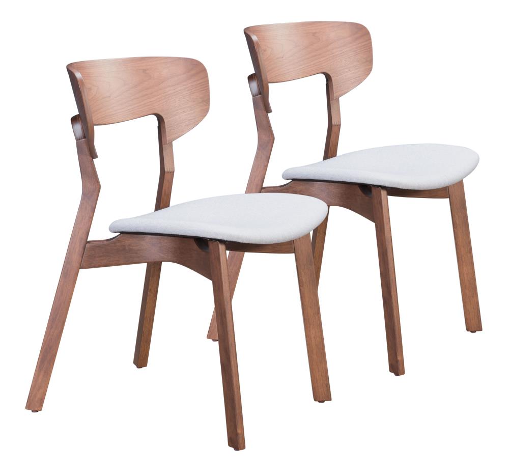 Zuo Modern Set of 2 Russell Contemporary/Modern Polyester/Polyester Blend Upholstered Dining Side Chair (Wood Frame) in Gray | 100979