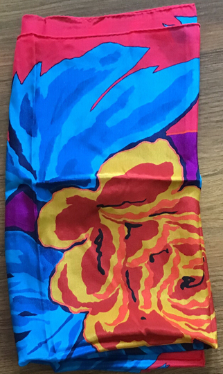 1980S Liz Claiborne Jewel Tone Flowered Scarf-Square Shape