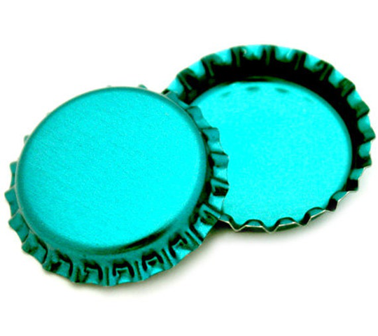 50 Metallic Turquoise Bottle Caps New Linerless
