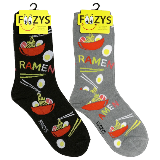 Ramen Noodles Soup Egg Stir Fry Chopsticks Japanese Cuisine Fun Crew Socks Women's 2 Pair
