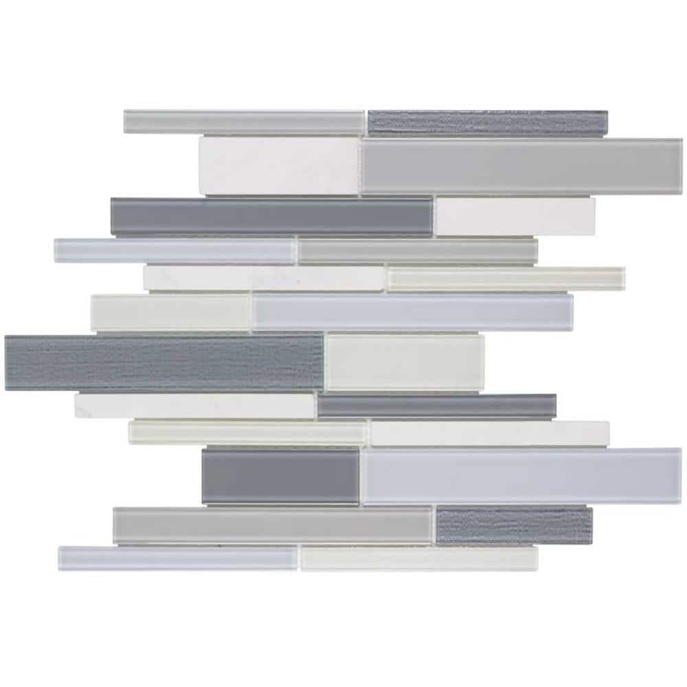 Elida Ceramica Moonlight Linear Blend 12-in x 12-in Glossy Glass; Stone Wall Tile | MNLTGRYBLD1214