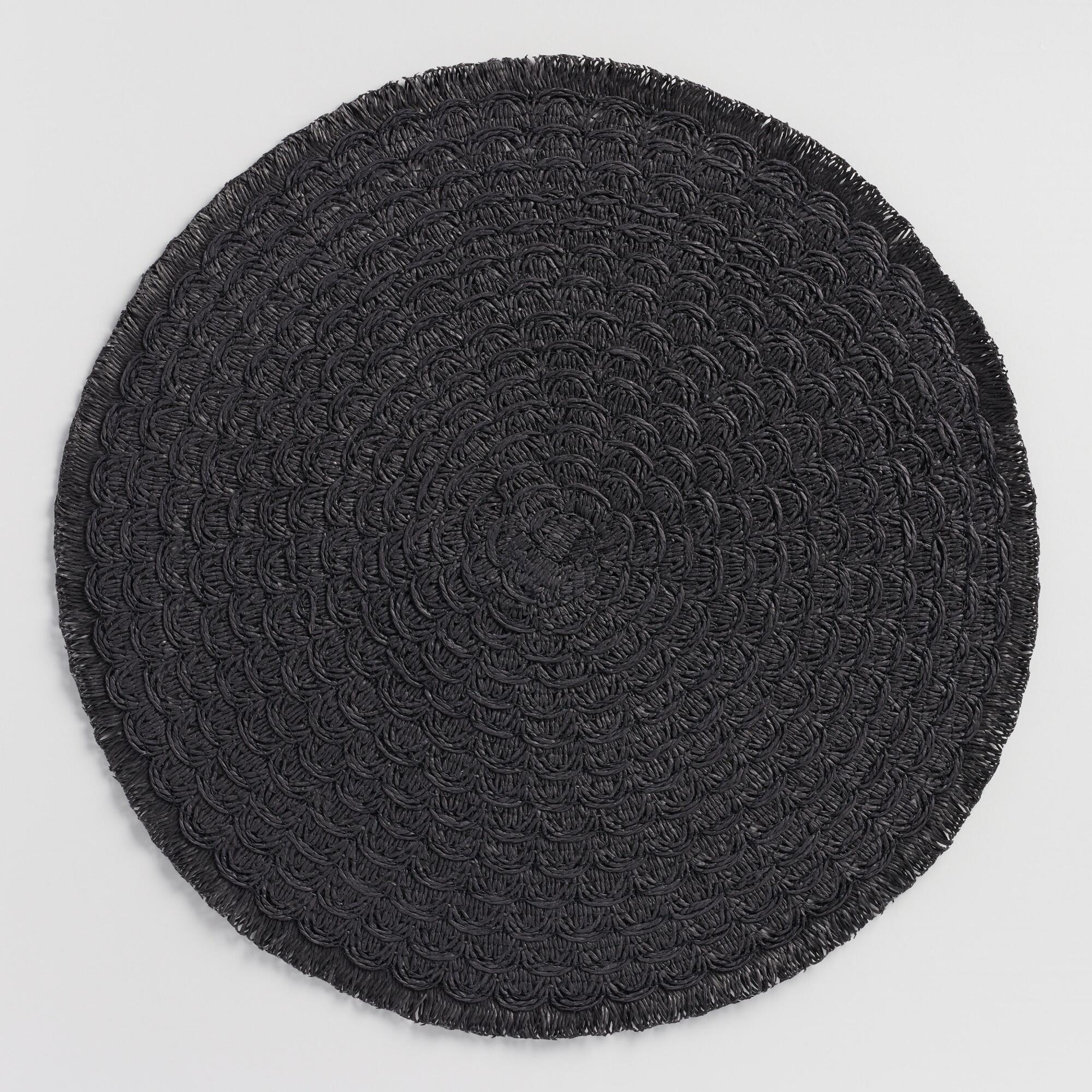 Round Black Braided Placemats with Fringe Set of 4 by World Market