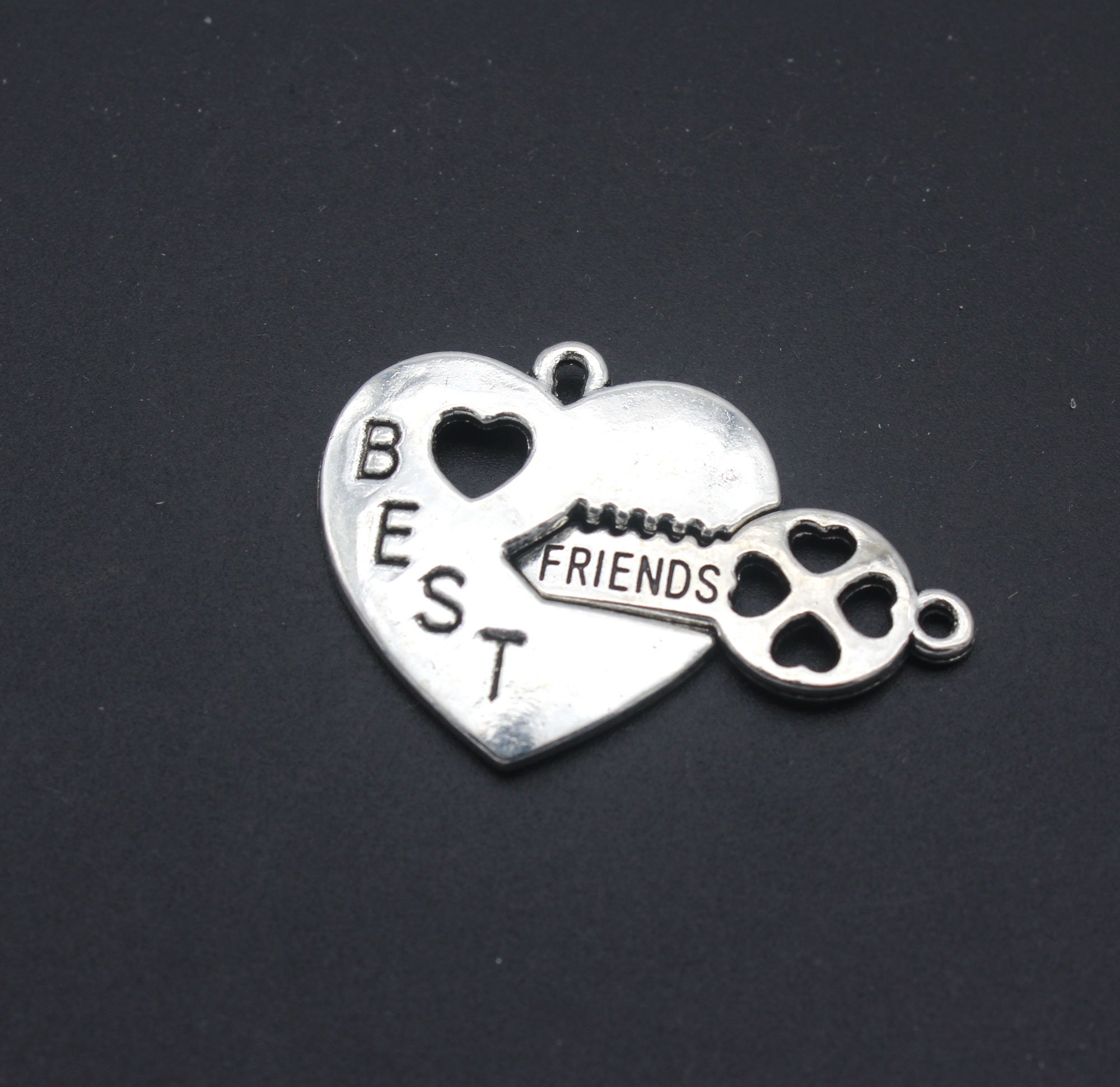 2 Set-Best Friend Charm Pendant, Heart Pendant, Key Charm.alloy Charm, Bulk Charm-25MYf233