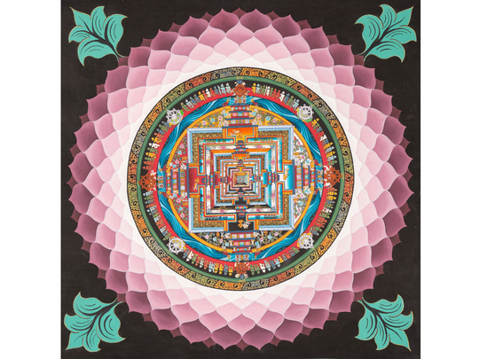 Aura Kalachara Mandala Thangka | Orginal Hand Painted Tibetan Lotus Buddhist Religious Art