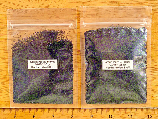 Metallic Color Flakes, Green/Purple Blend, 0.015"-(Free Shipping On Orders 35.00 Or More