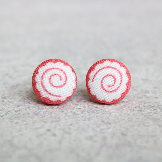 Fish Cake Fabric Button Earrings
