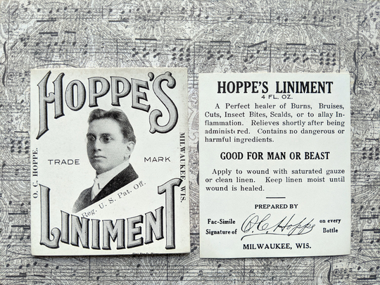 Set Of Two 1910S Hoppe's Liniment Labels Wwi Quack Label
