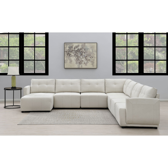 Picket House Furnishings Gianni Modern Natural Polyester/Blend Sectional in Off-White | UAI525RCHR7PC