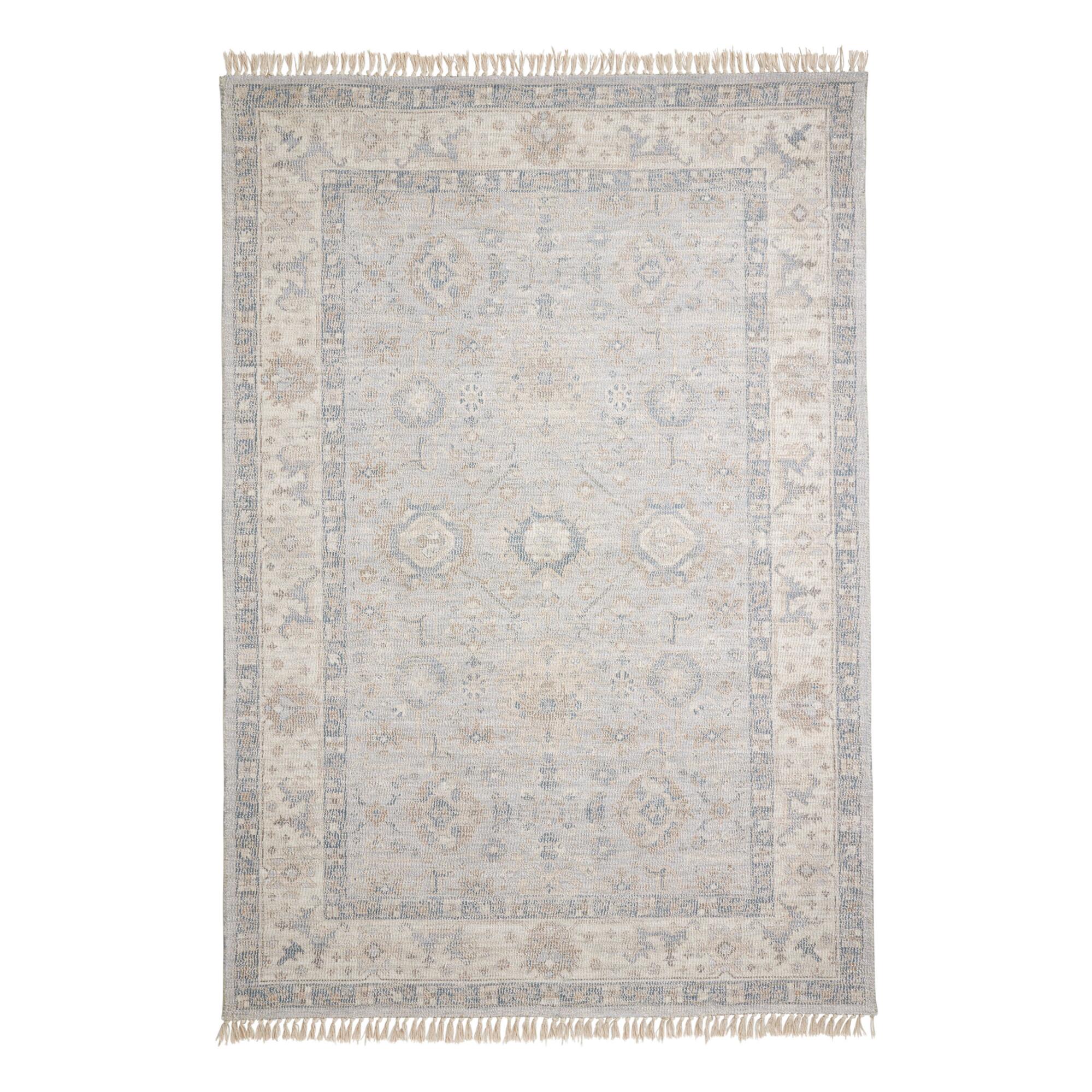 Gray Wool and Viscose Persian Style Sophia Area Rug - 6' x 9' by World Market