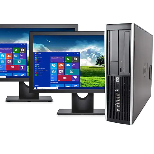 HP 8200 Refurbished Desktop Computer with Dual 19" Monitors, Intel i5, 8GB Memory, 2TB HDD, Windows 10 Pro