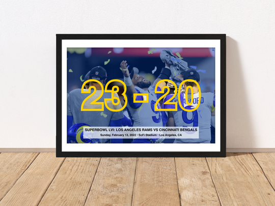 La Rams 2022 Superbowl Lvi Victory 23-20 Over The Bengals Final Score Frame