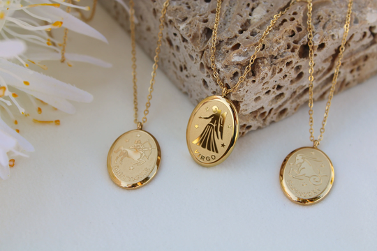 18K Gold Filled Zodiac Constellation Necklace, Waterproof Horoscope Dainty Layering Necklace Gift For Women, Birthday