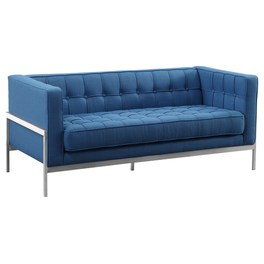 Armen Living Andre Modern Blue Polyester/Blend Loveseat Stainless Steel | LCAN2BLUE