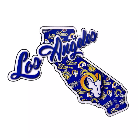 FOCO Los Angeles Rams 10.5'' x 15'' Die-Cut State Sign, Multicolor