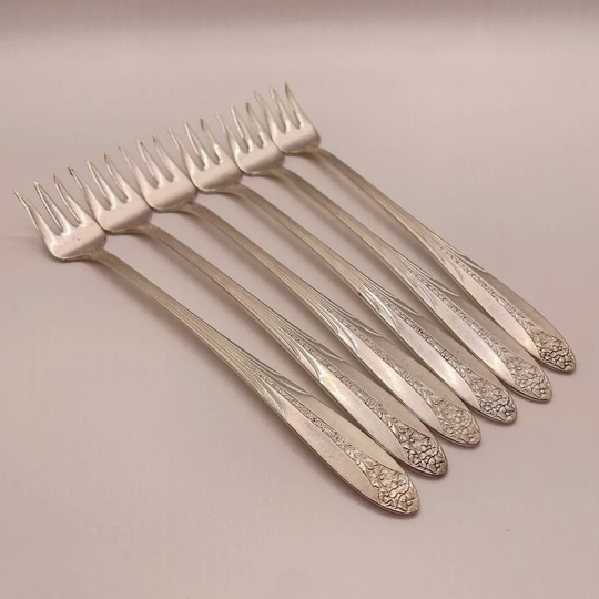 National Silver Plate - Princess Royal Seafood/Cocktail/Berry Forks | Set Of 6