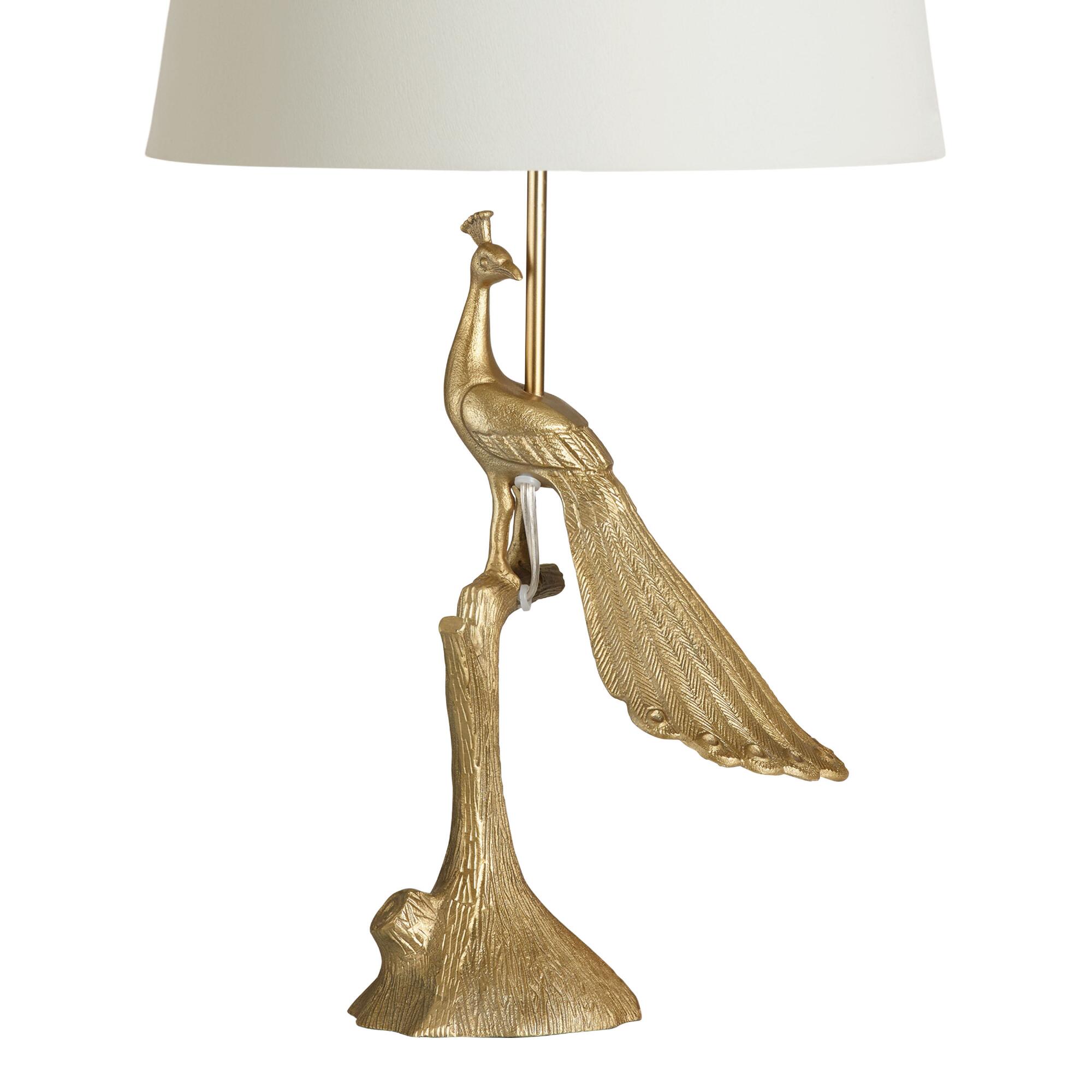 Brass Art Deco Peacock Table Lamp Base: Gold - Metal by World Market